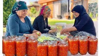 KÖYDE CAM KAVANOZLARDA SAKLANAN KONSERVE KABAK YAPIMI \ LEZZETLİ KÖY YEMEKLERİ