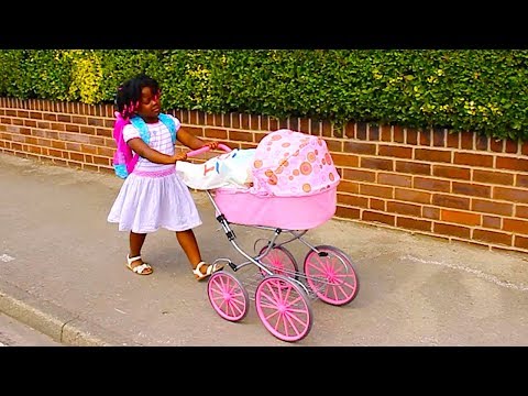 Little Girl Taking Care Of Baby Doll | Supermarket Shopping For Baby Food
