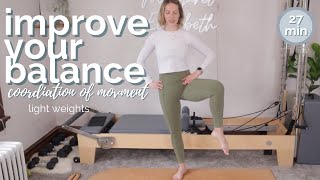 improve your balance // coordination of upper & lower body movement w/ light weights