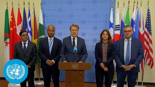 Slovenia on behalf of the E5 on Gaza - Joint Security Council Media Stakeout | United Nations