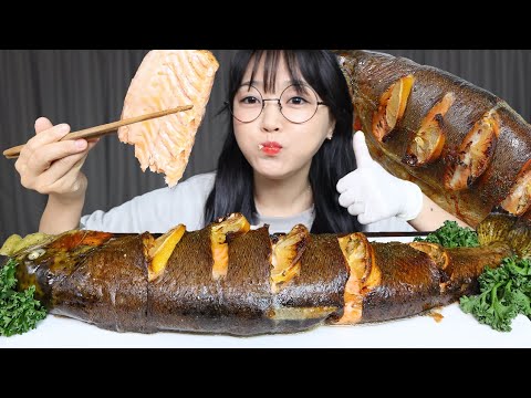 평창송어축제에서 잡은 송어로 오븐구이 해먹었어요! 송어구이 먹방🐟GRILLED TROUT MUKBANG ASMR