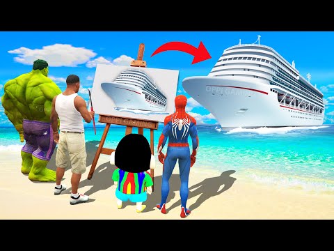 GTA 5 | GTA 5 BUT WHATEVER SHIP SHINCHAN, FRANKLIN, SPIDERMAN & HULK THANOS DRAWS COMES TO REAL LIFE