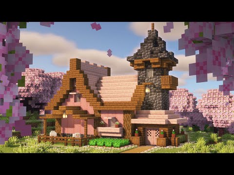 Minecraft: How To Build A Cherry Blossom Survival House Tutorial (#17)