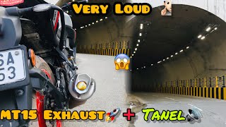 MT15 Exhaust 🚀VS Tunnel || Fully Superbike Sound😱|| #yamaha #mt15 #superbikesound