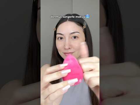 Donmuş süngerle fondöten sürmek🥶 deneyen var mı? #makyajvideoları #makyajhileleri #makeuptrends