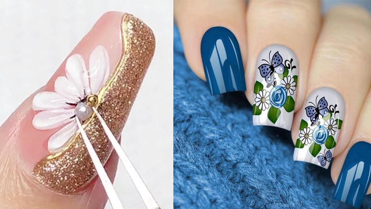 20+ Beautiful Flower Nails Art | Winter Nail Art Designs | Easy Nail Art Ideas To Do At Home