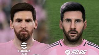 FC 26 vs eFootball 2026 Faces comparison 4K