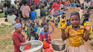 we helped the homeless children with new shoes and served them food