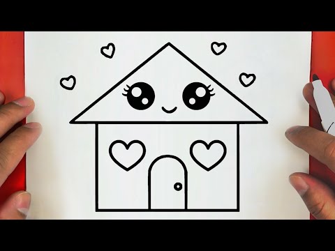 كيف ترسم منزل كيوت وسهل خطوة بخطوة / رسم سهل / تعليم الرسم للمبتدئين || Cute House Drawing