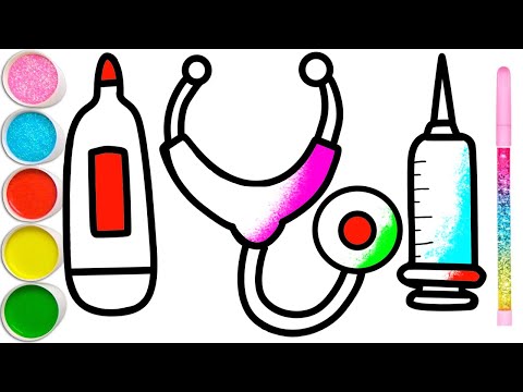 How to draw medical accessories, shark, computer, cake, slippers