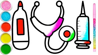How to draw medical accessories, shark, computer, cake, slippers