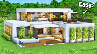Minecraft: How to Build a Modern House Tutorial (Easy to Follow) #75 - Interior in Description!