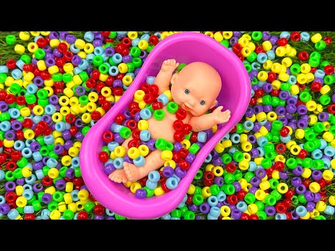 2 Minutes Satisfying with ASMR Make Up Candy & Funny Mixing in Three Bathtubs with M&M's Slime Video