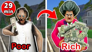 Poor Granny vs Rich Scary Teacher vs 10.000$ - funny horror animation (fun mix 3)