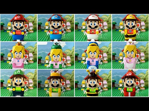 LEGO Super Mario, Peach and Luigi | ALL Power Suits #legosupermario