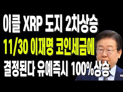 이클 XRP 도지 2차상승 11월30일 이재명 코인세금에 결정된다 유예즉시 100%상승