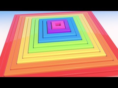 Learn Colors with 3D Soccer balls Square Spiral