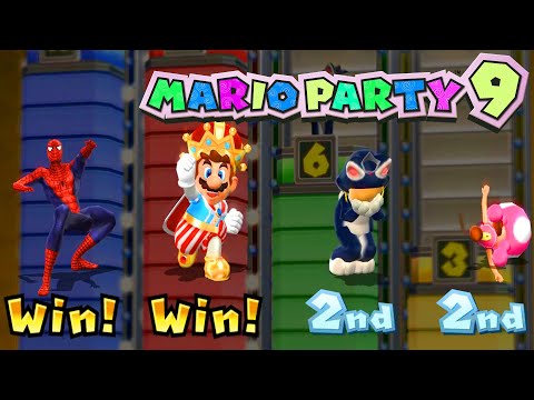 Mario Party 9 Step It Up - Spiderman vs Mario vs Rosalina vs Toadettw #MarioGame Master Difficulty