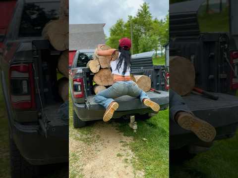 Proof I can handle large chuncks of 🪵.  🤠 #wood #firewood #diesel