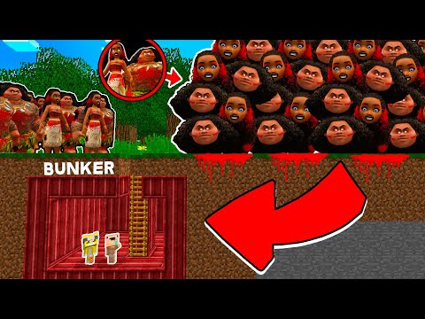 BUNKER SECRETO VS APOCALIPSIS DE MOANA 2.EXE EN MINECRAFT 😱 | 2 NOOBS VS MOANA 2