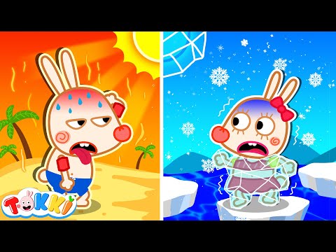 Hot vs Cold Challenge with Tokki and Lily 🔥❄ - Funny Playtime On The Beach - Tokki Channel