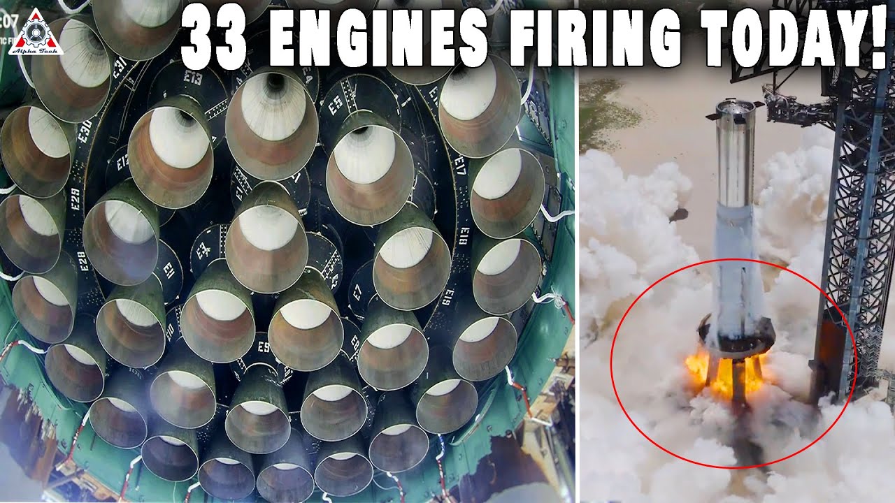 Booster 9’s 33 engines fire today! Starship fully stacked incoming…