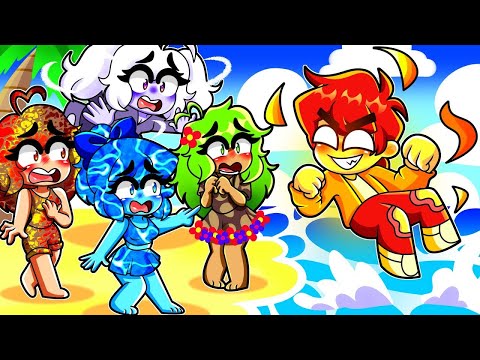 1 CHICO DE FUEGO vs 5 CHICAS ELEMENTO en UNA ISLA en MINECRAFT😨🔥🌴RETO CHICAS vs CHICOS en MINECRA