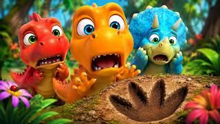 🔴 LIVE! Baby Dinosaurs Find a Giant Footprint! 😱🦖 Mystery Jungle Adventure | 3D Cartoon for Toddlers