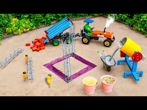 Diy Tractor making Crane Machine sand excavato | House construction Science Project P3