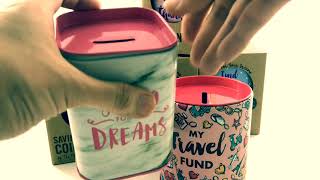 Inspirational Savings Coin Tins for Savings - Can also be used as Pen Holders
