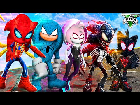 Qué Personaje DE SPIDER SONIC es el MÁS RÁPIDO en GTA 5 ?? (Sonic movie mod)