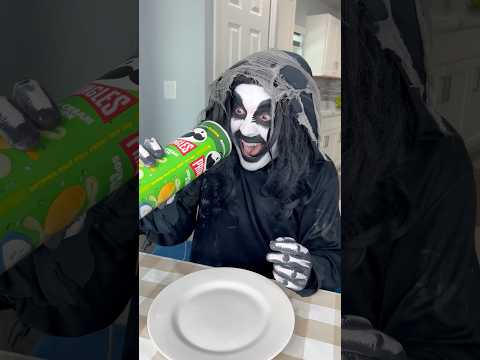 Monster found treats inside the can of chips 👻😋🍫 #shorts