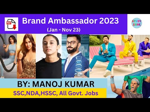 Brand Ambassador 2023 I Current Affairs 23 I Topicwise Current Affairs 2023 I Manoj kumar study zone