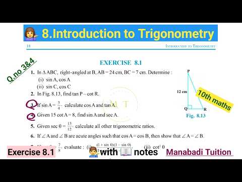 10th class math| Chapter 8| Introduction to trigonometry| Exercise 8.1| Q no 3&4|CBSE|NCERT|