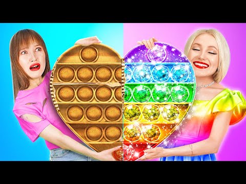 REICH VS PLEITE FIDGET-SPIELZEUGE 💝 Gute vs Schlechte Erziehungstricks 😍 Mal-Challenge von 123 GO