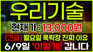 [긴급]우리기술 주가 하락...  반등은 “이 때”부터 움직인다!! 6/9 화요일 긴급전략 공개합니다.