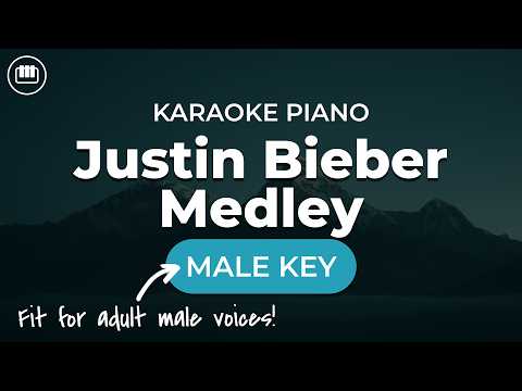 Justin Bieber Medley (Male Key – HD Piano Karaoke with Lyrics) | Coachella songs in piano!