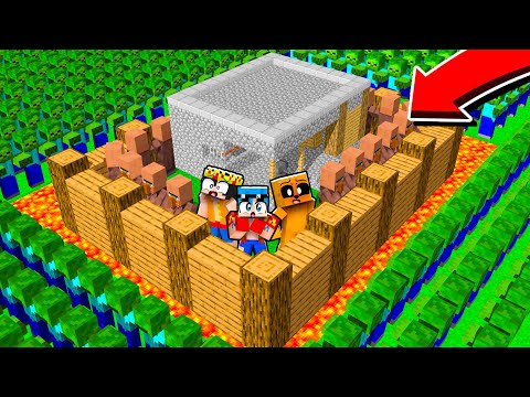 10.000 ZOMBIES VS La ALDEA MÁS SEGURA de Minecraft 😱 Con Los COMPAS