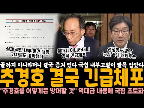 끝까지 아니라더니 결국 증거 떴다.. 국힘 내부 고발이 발목 잡았다, 추경호 결국 긴급체포 "추경호를 어떻게든 방어할 것" 역대급 문건 내용에 국힘 결국 초토화