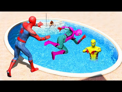 GTA 5 Rainbow Spider-Man Ragdolls Compilation 1 (Funny Video)