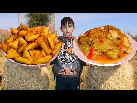 Making Vegetable Chicken Stew and Azerbaijani Dessert with Walnuts | Village Life Azerbaijan 🌿🐔