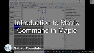 Introduction to Matrix Command in Maple