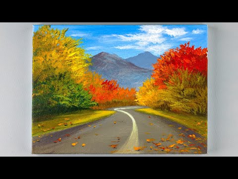 Autumn Scenery Painting / Autumn landscape painting tutorial