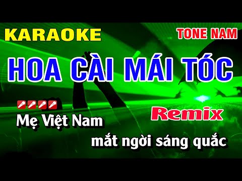 Karaoke Hoa Cài Mái Tóc Tone Nam Nhạc Sống Remix | Nguyễn Linh