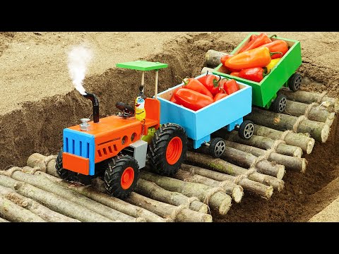 Top diy tractor making mini Wood Bridge Construction | diy Planting  Harvesting Chili Farm | HP Mini