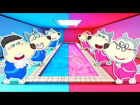 Pink vs Blue Family Swim Race Challenge with Lycan 🐺 Funny Stories for Kids @LYCAN1-d2g