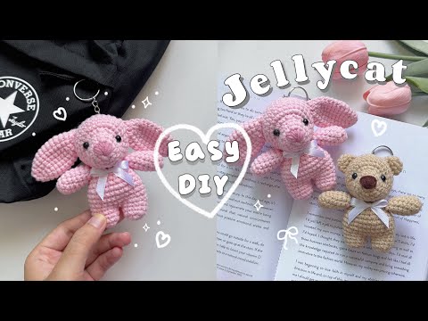 ♡ Crochet Jellycat Keychain Tutorial(NO Magic Ring!)| Crochet Bunny & Bear| Beginner Friendly ♡