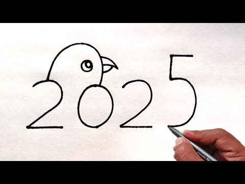 How to draw beautiful bird From 2025 | Easy Parrot drawing step by step | Number Drawing