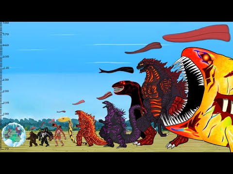 Godzilla & KONG, PYTHON, BLOOP Jaw Size Comparison and The Power of The Tongue || Godzilla Cartoon