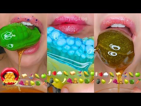 Satisfying ASMR Eating Mukbang Emoji Challenge
